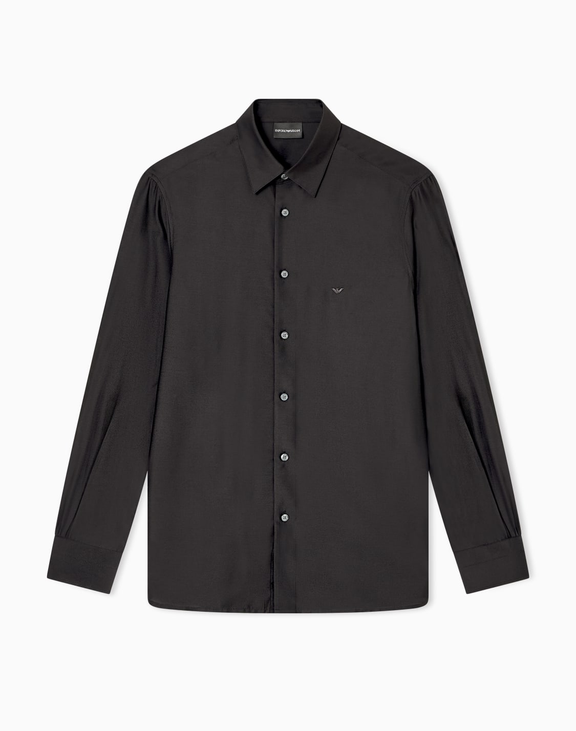 シャツ-シルクモダル混紡-ブラック--emporio-armani