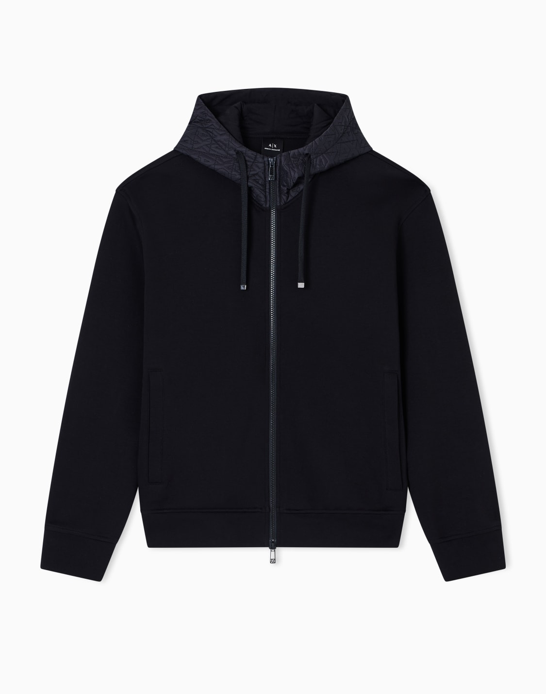 オルオバキルティングロゴフド-ジップアップスウェットシャツ-ブラック--armani-exchange