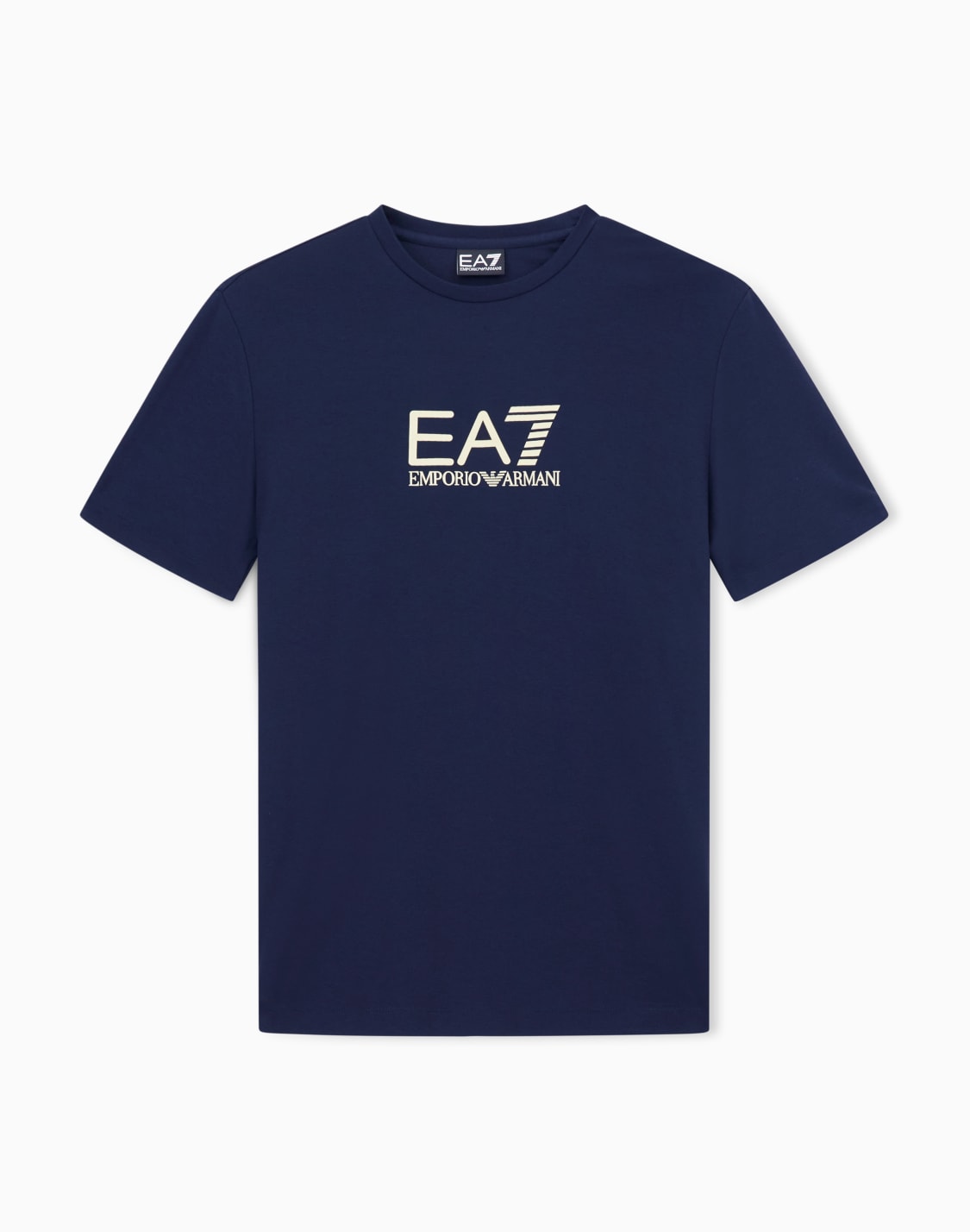 camiseta-de-cuello-redondo-de-mezcla-de-viscosa-gold-label-azul-marino--ea7