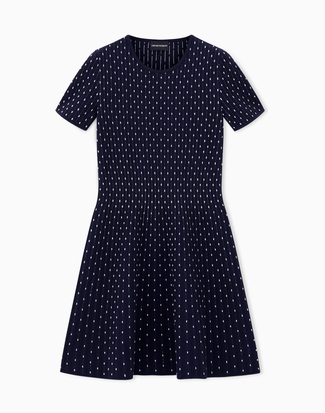 polka-dot-jacquard-viscose-plain-knit-short-dress-blue--emporio-armani