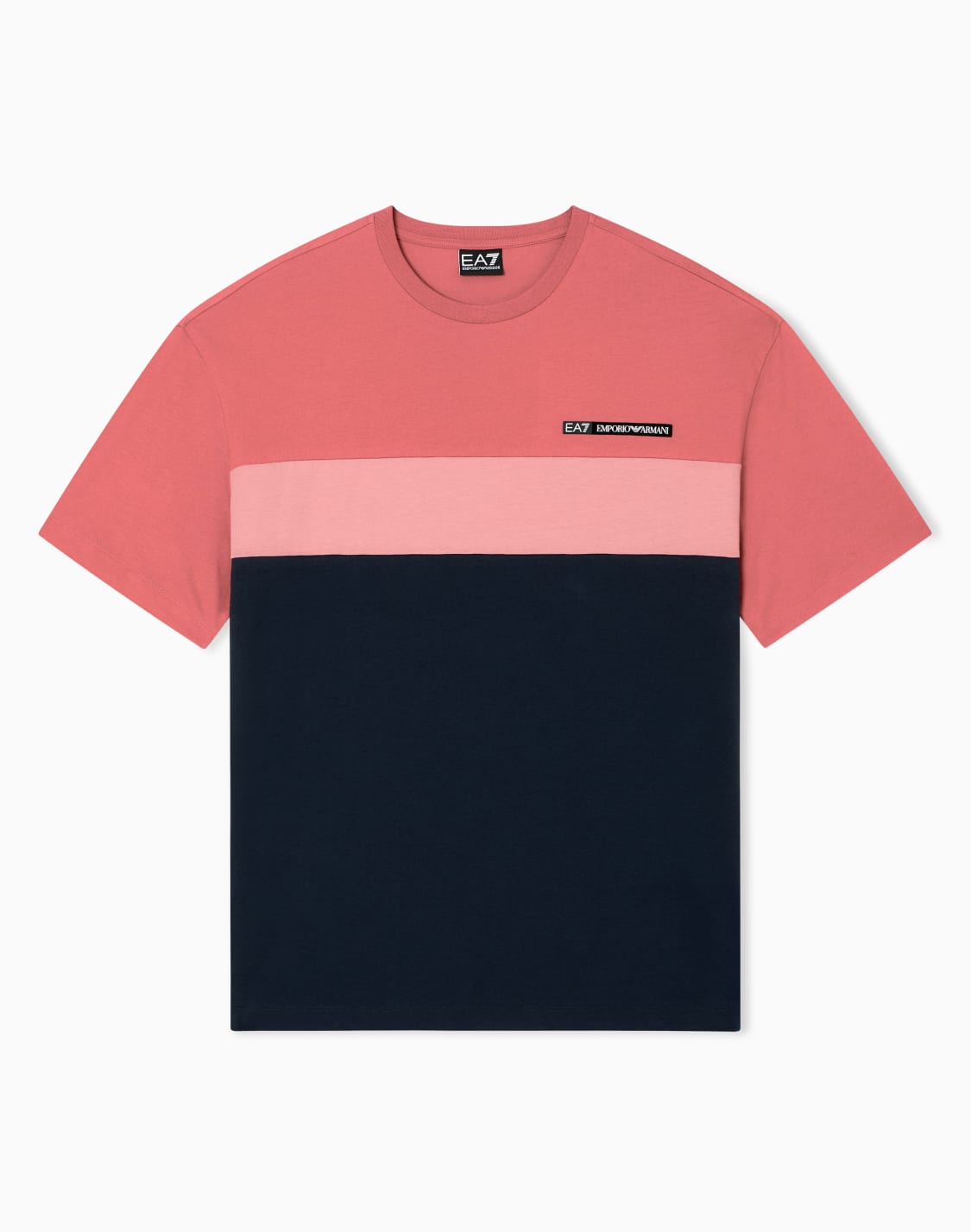 athletic-colour-block-クルネックtシャツ-コットン混紡-ピンク--ea7