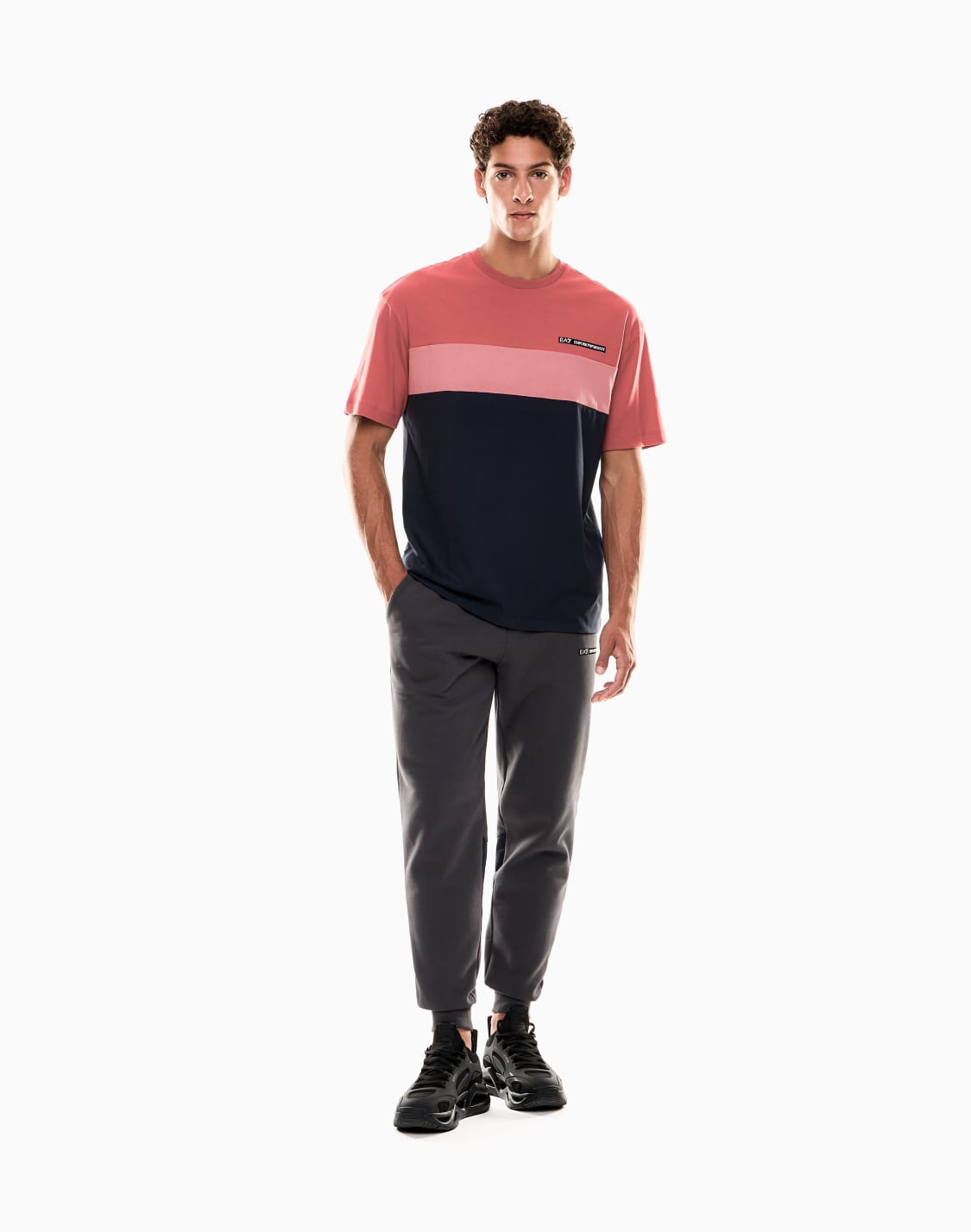 athletic-colour-block-クルネックtシャツ-コットン混紡-ピンク--ea7