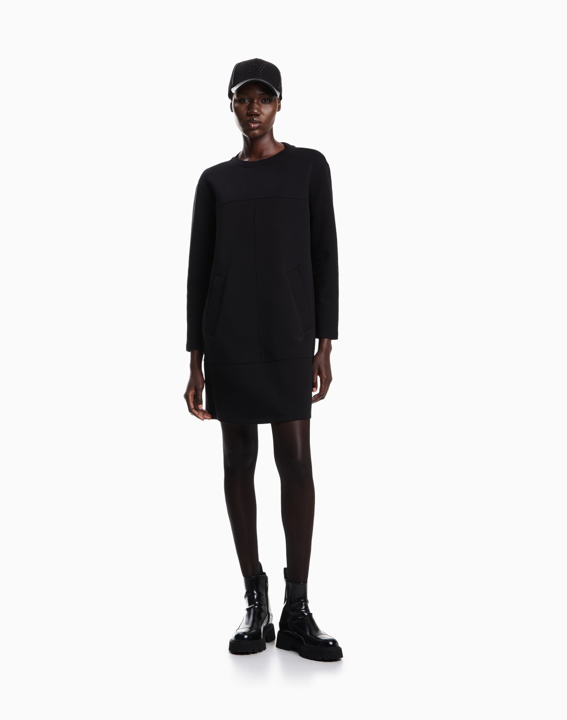 vestido-de-cuello-redondo-de-punto-doble-negro--emporio-armani