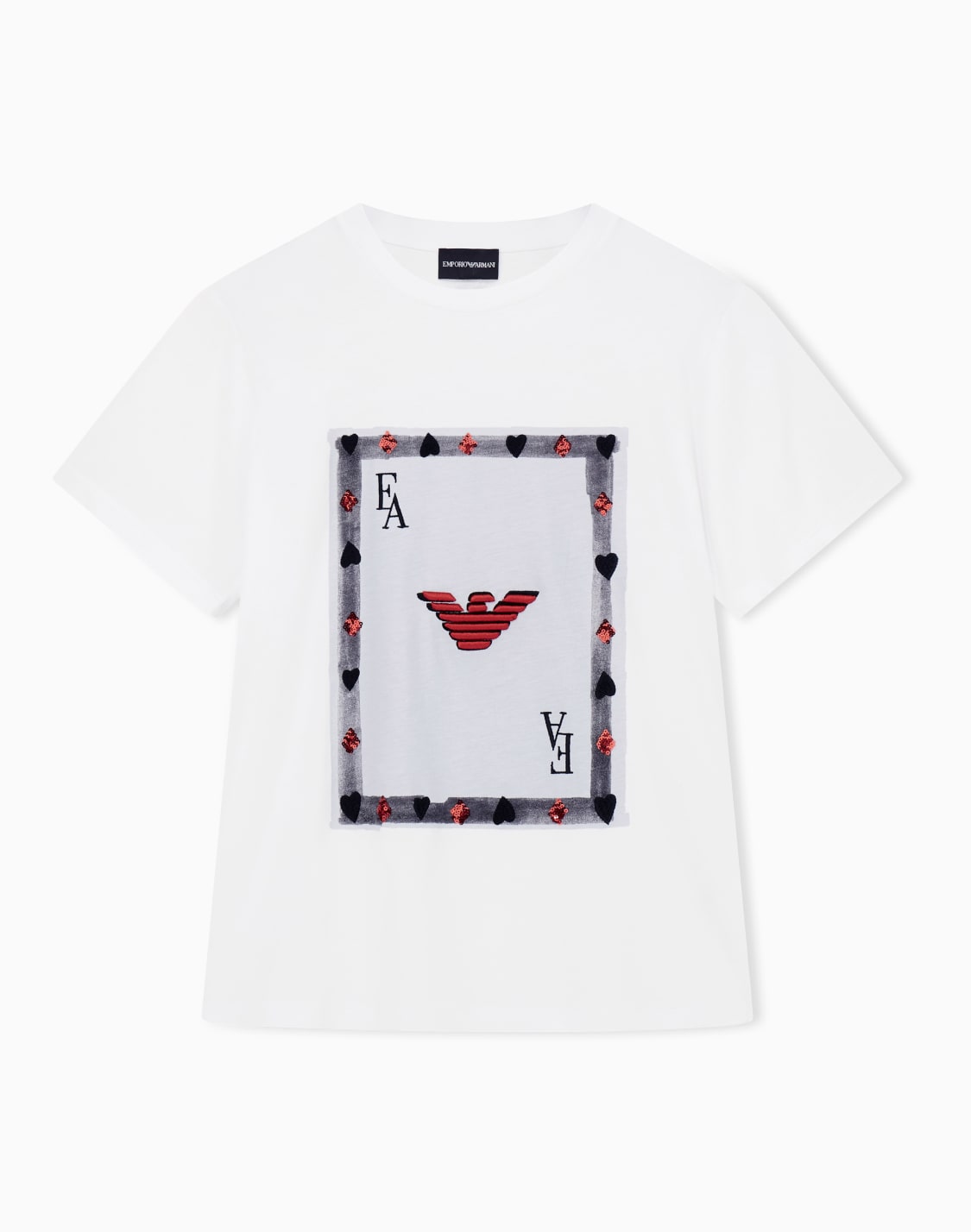 t-shirt-in-jersey-supima-con-stampa-jeu-de-cartes-bianco--emporio-armani