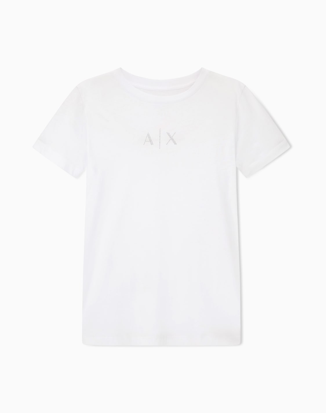 t-shirt-mit-normaler-passform-und-glitzerlogo-wei--armani-exchange