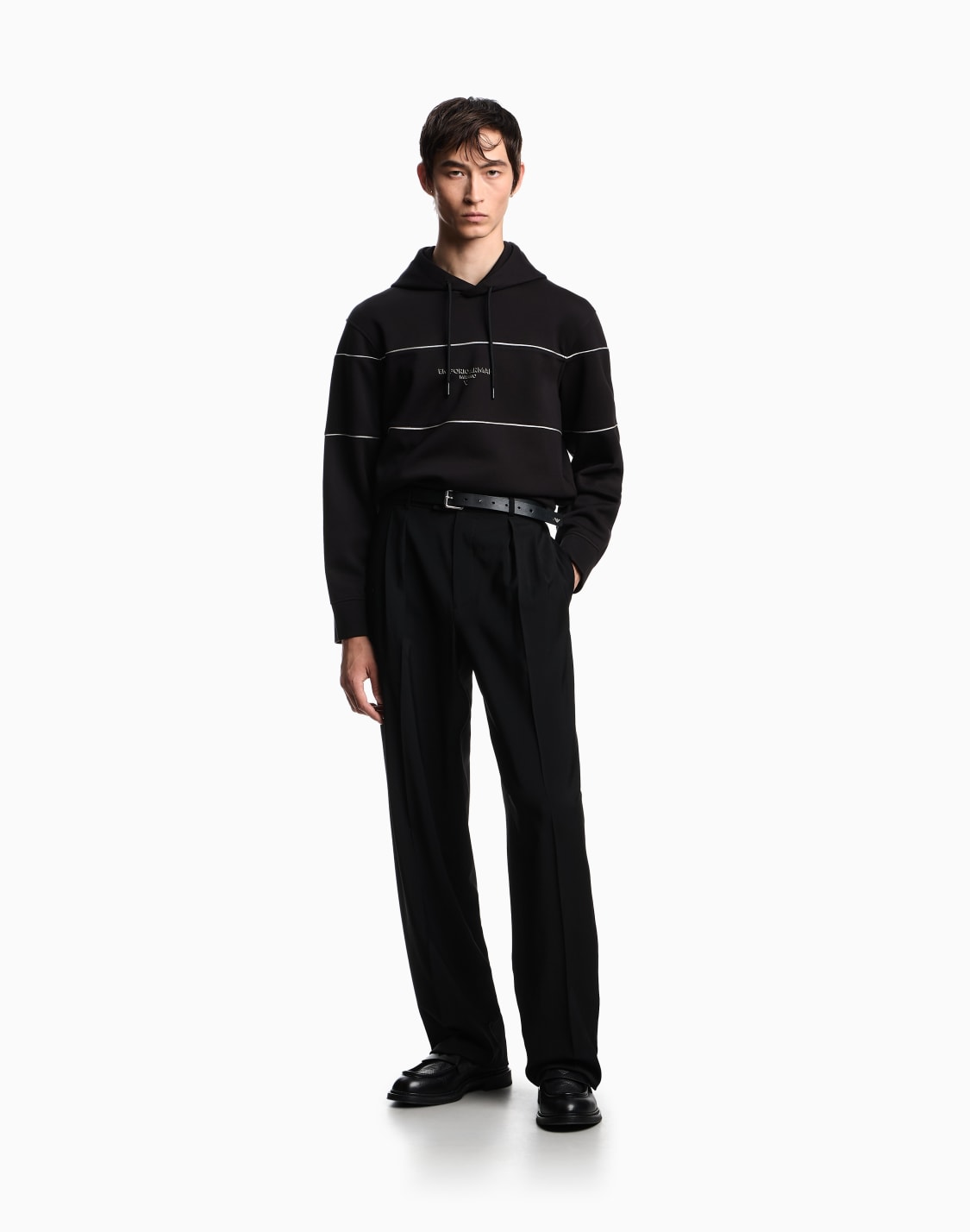 フド付きスウェットシャツ-ダブルジャジ-3dエフェクトロゴ-ブラック--emporio-armani