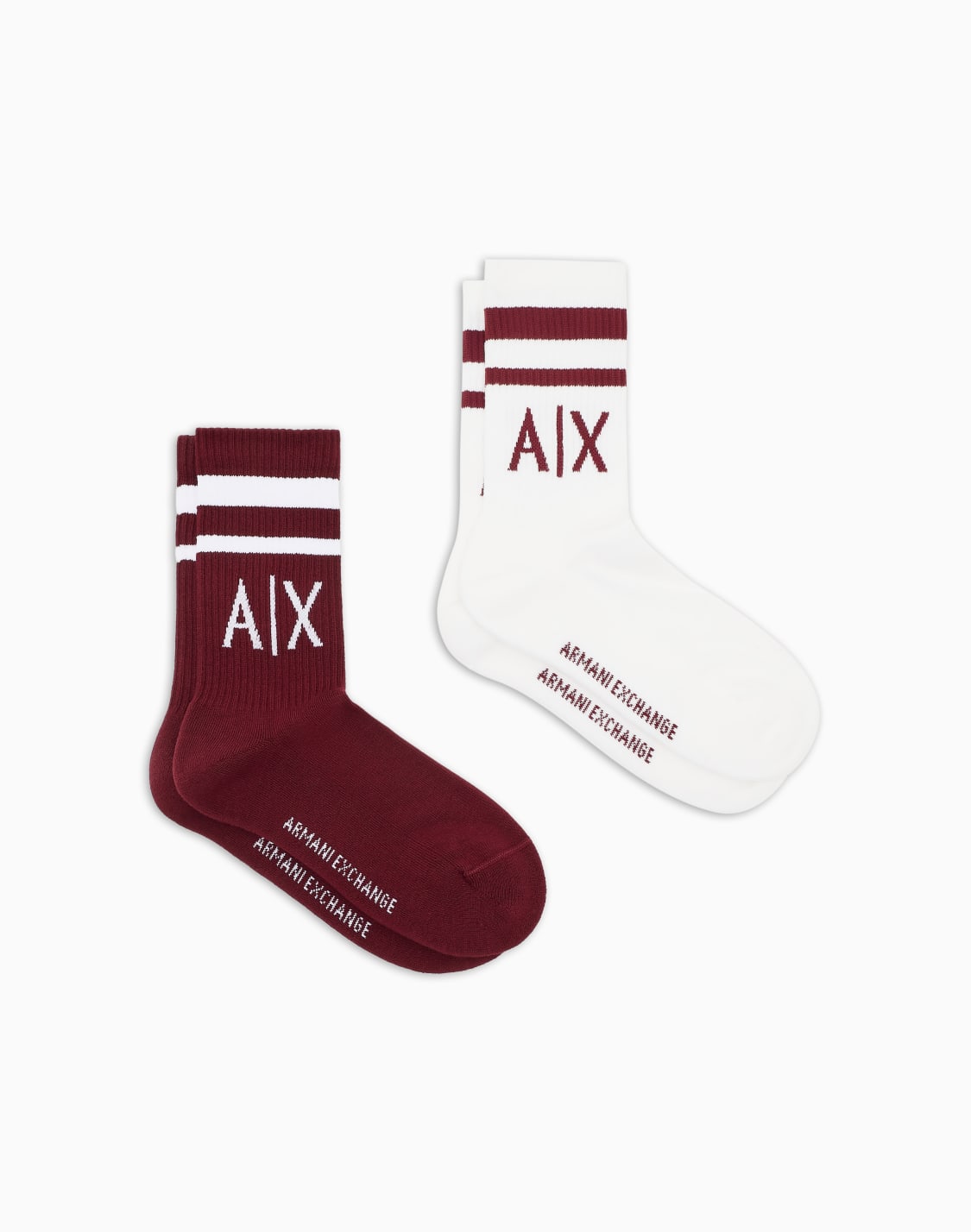 lot-de-2-paires-de-chaussettes-en-coton-mlang-avec-logo-bordeaux--armani-exchange