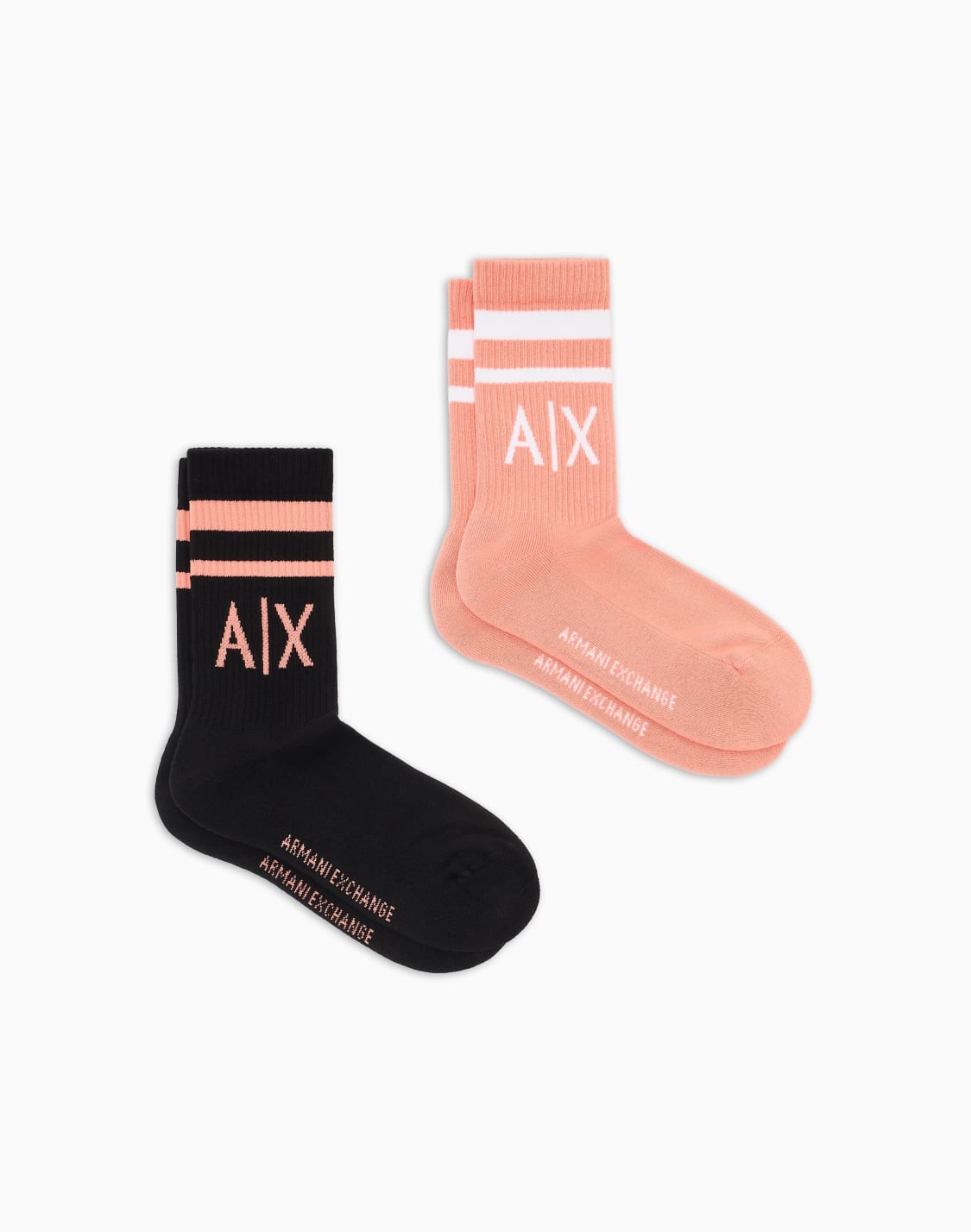 lot-de-2-paires-de-chaussettes-en-coton-mlang-avec-logo-rose--armani-exchange