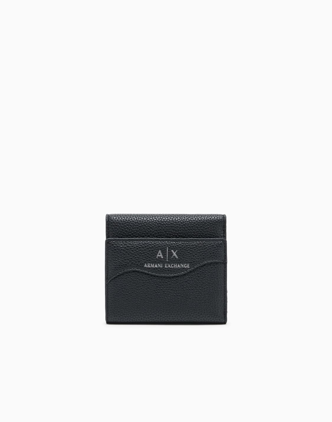 axロゴ-三つ折りミニウォレット-ブラック--armani-exchange