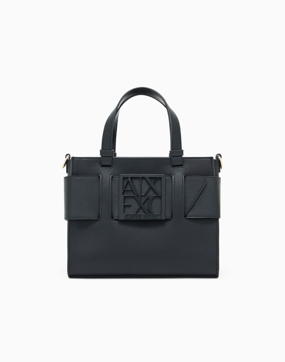 mittelgroe-tragetasche-mit-doppelgriffen-und-schultergurt-schwarz--armani-exchange