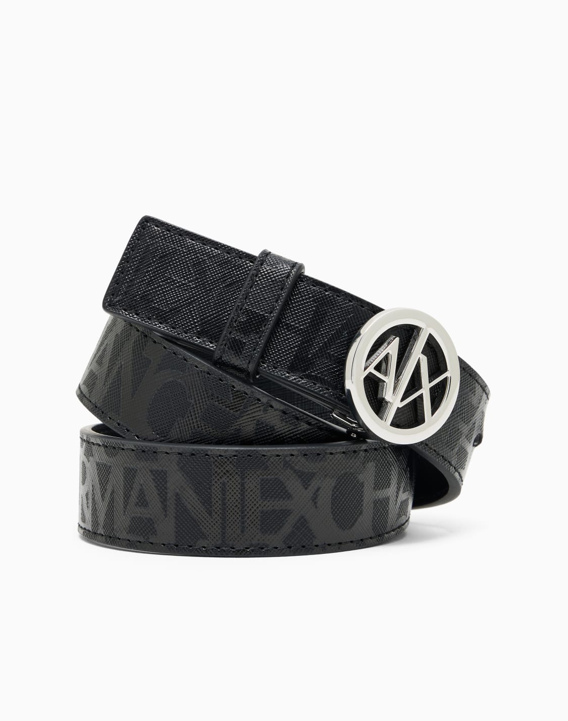 ceinture-en-co-cuir-avec-boucle-logo-ronde-noir--armani-exchange