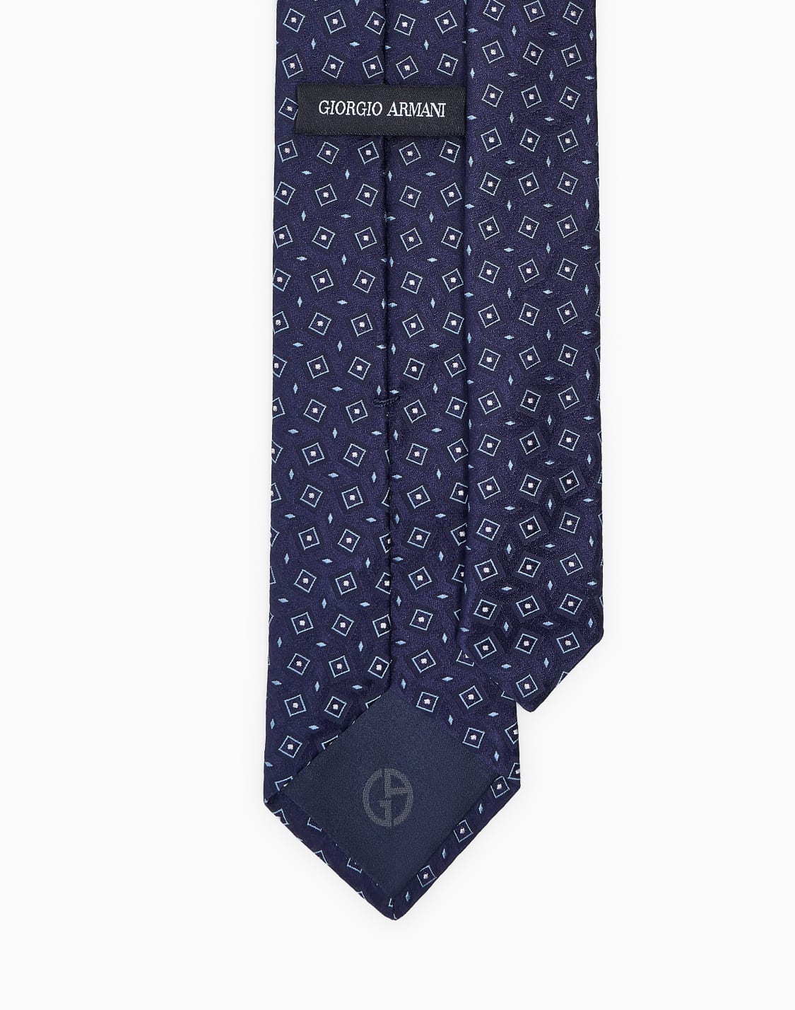 シルクネクタイ-ジャカド幾何学モチフ-ブル--giorgio-armani