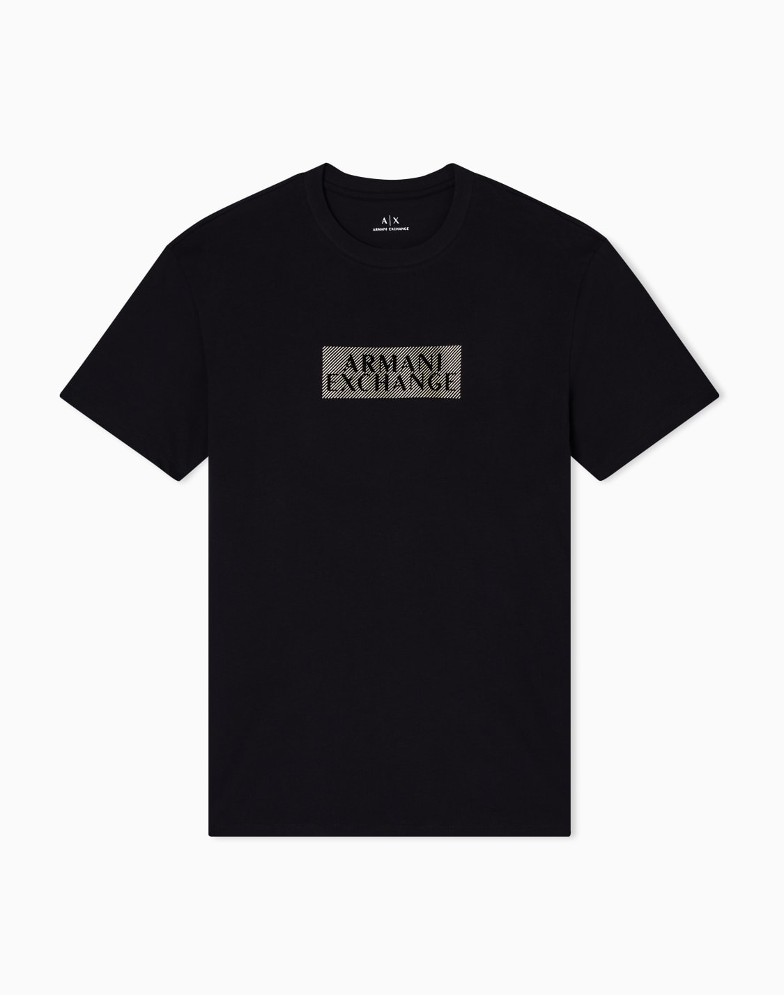 ゴルドロゴ-半袖クルネックtシャツ-ブラック--armani-exchange