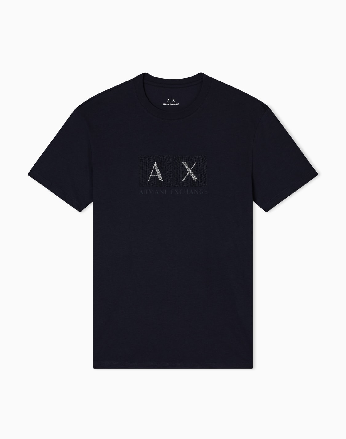 エンブロイダドボックスロゴ-半袖クルネックtシャツ-ネイビブル--armani-exchange