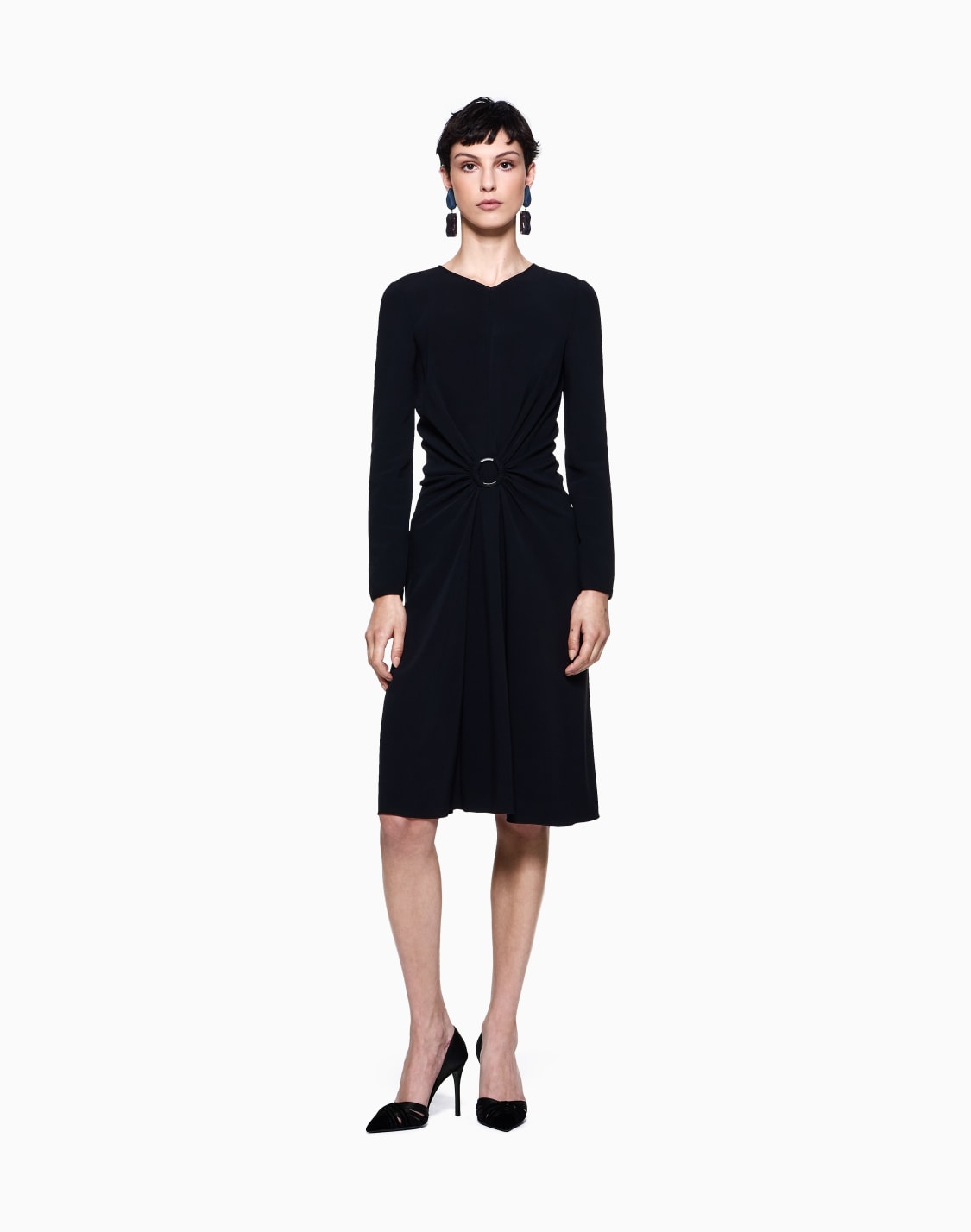 vestido-a-media-pierna-de-cady-de-viscosa-negro--giorgio-armani