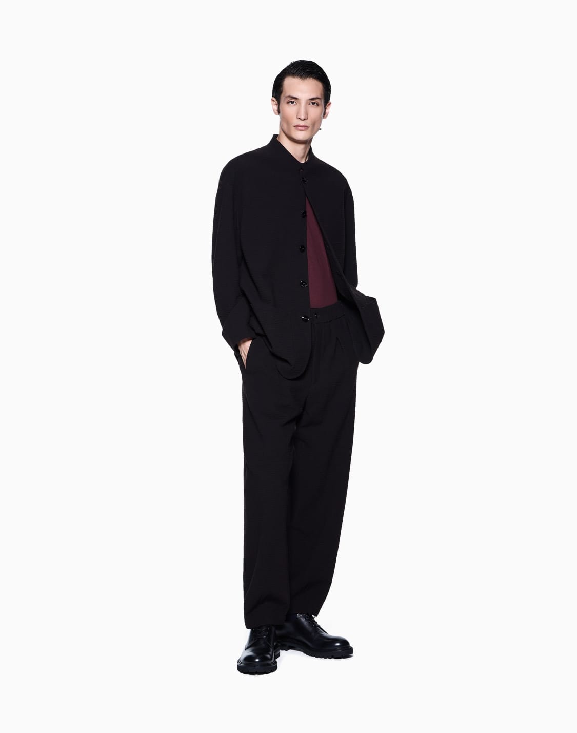 シングルタックパンツ-バジンウルカシミア-シアサッカ-グレ--giorgio-armani
