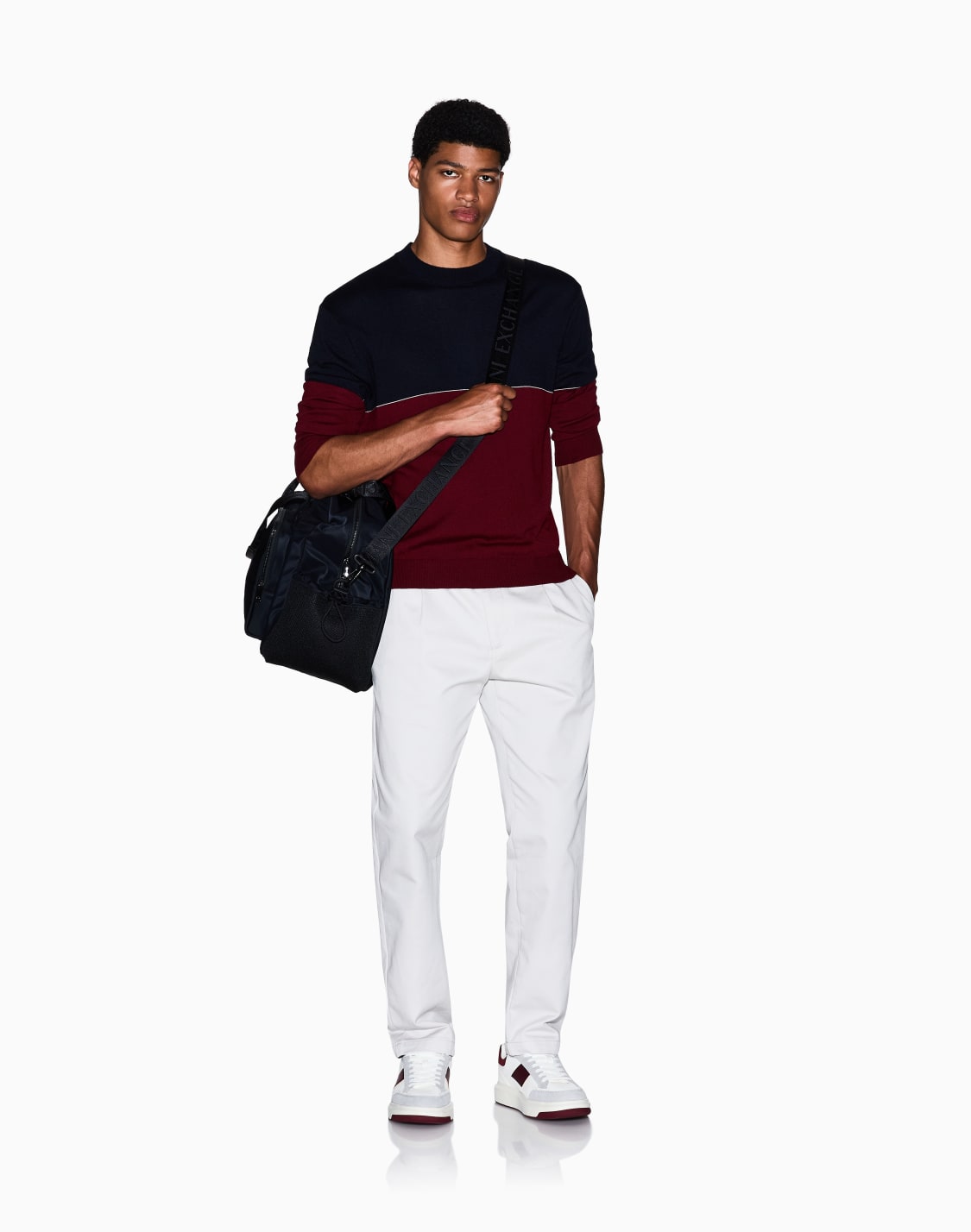 カラブロック-ニットプルオバ-ブル--armani-exchange