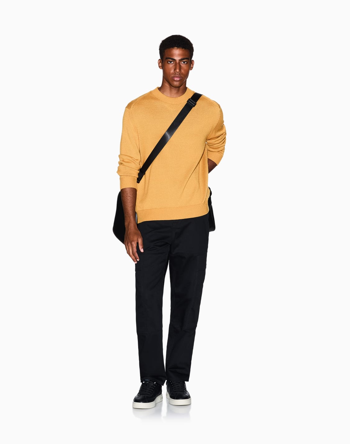 ウルコットンブレンド-ニットプルオバ-イエロ--armani-exchange