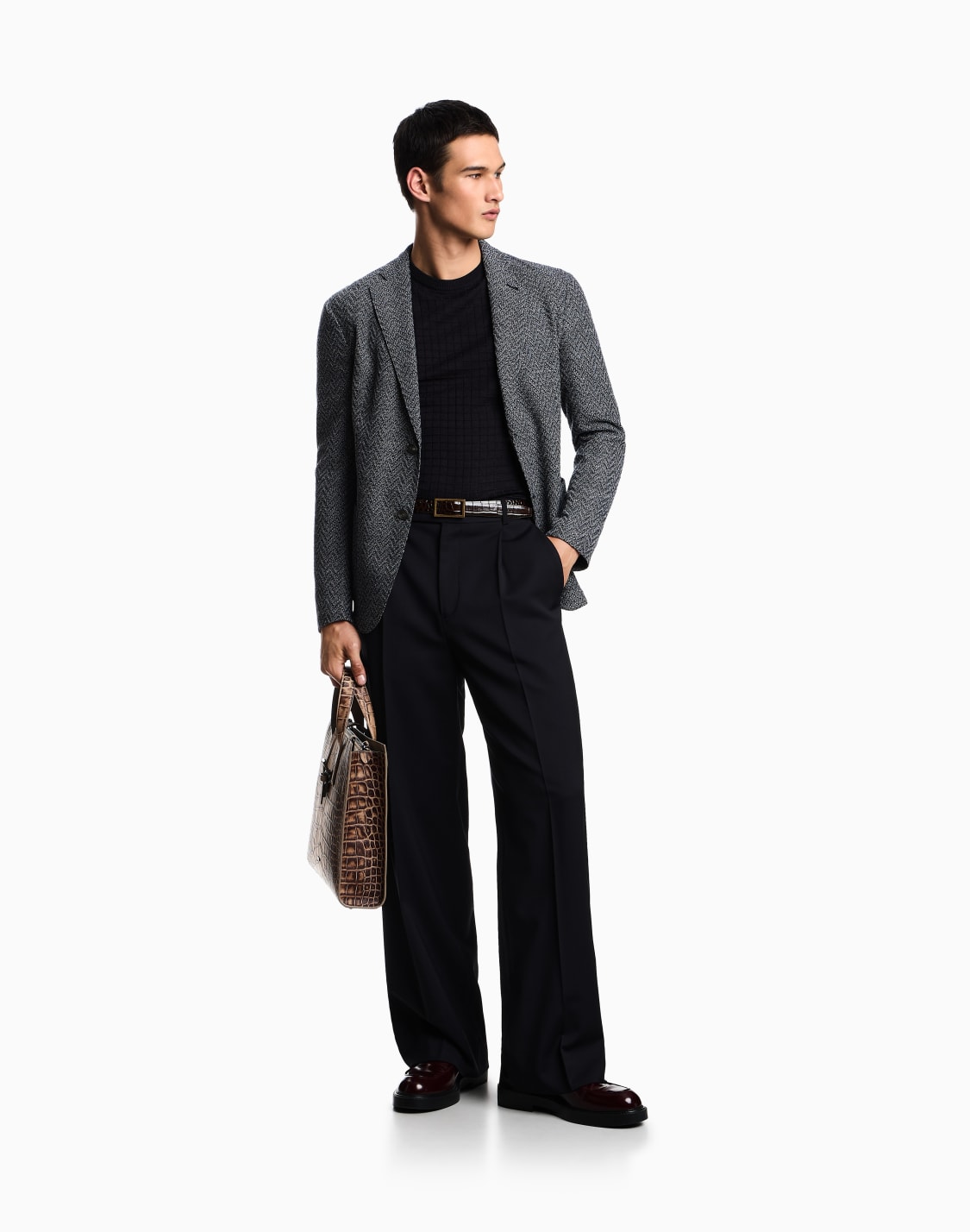 asv-セタ-リヨセル混紡-表編み裏編み-ネイビブル--emporio-armani