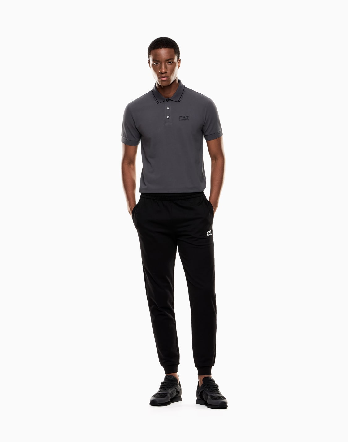 polo-core-identity-en-piqu-de-coton-stretch-gris--ea7