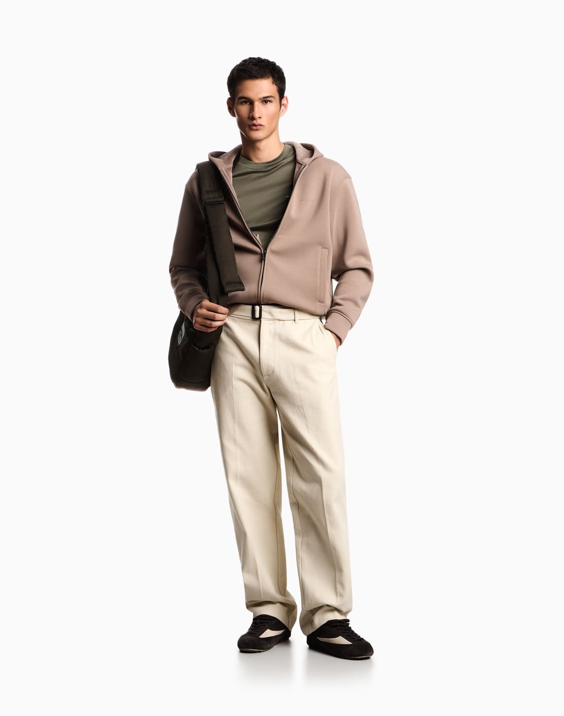 asv-フド付きジップアップ-スウェットシャツ-リヨセル混紡-ボンディングジャジ-ベジュ--emporio-armani