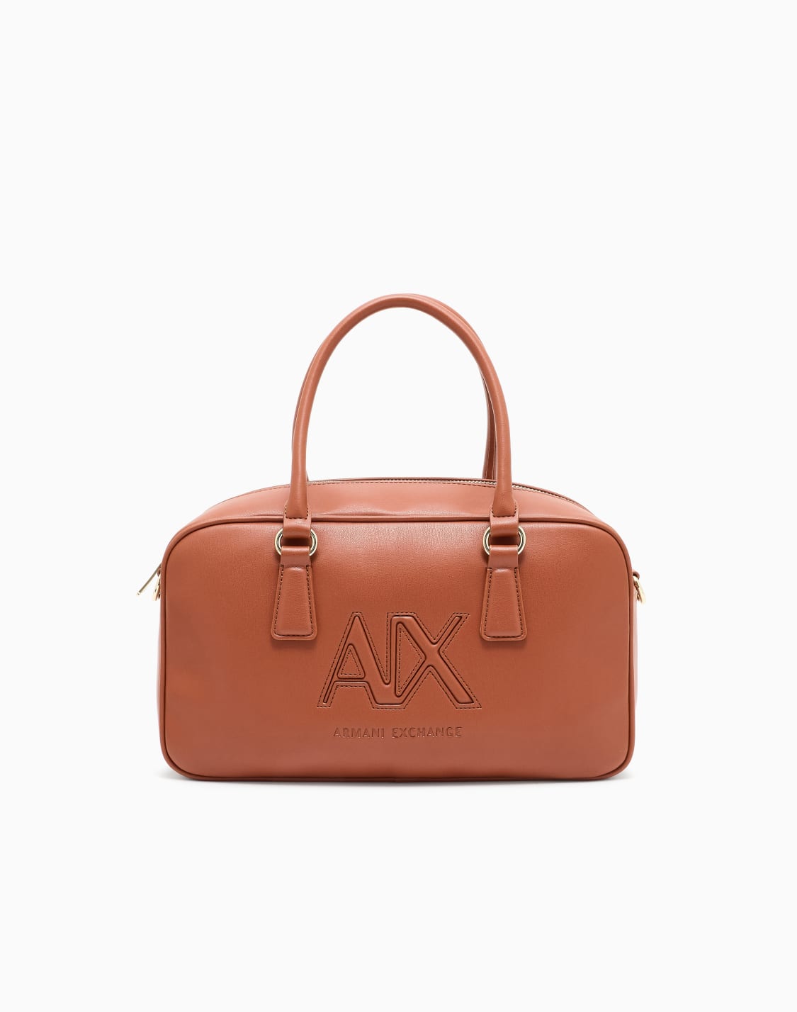 axロゴ-ミディアムボウリングバッグ-キャメル--armani-exchange