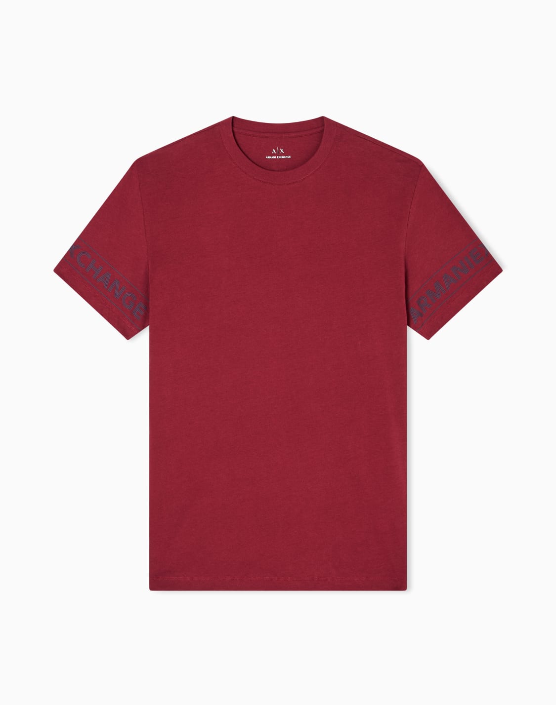 axロゴ-半袖クルネックtシャツ-バガンディ--armani-exchange