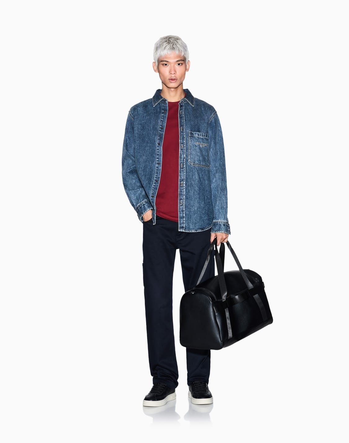 axロゴ-半袖クルネックtシャツ-バガンディ--armani-exchange