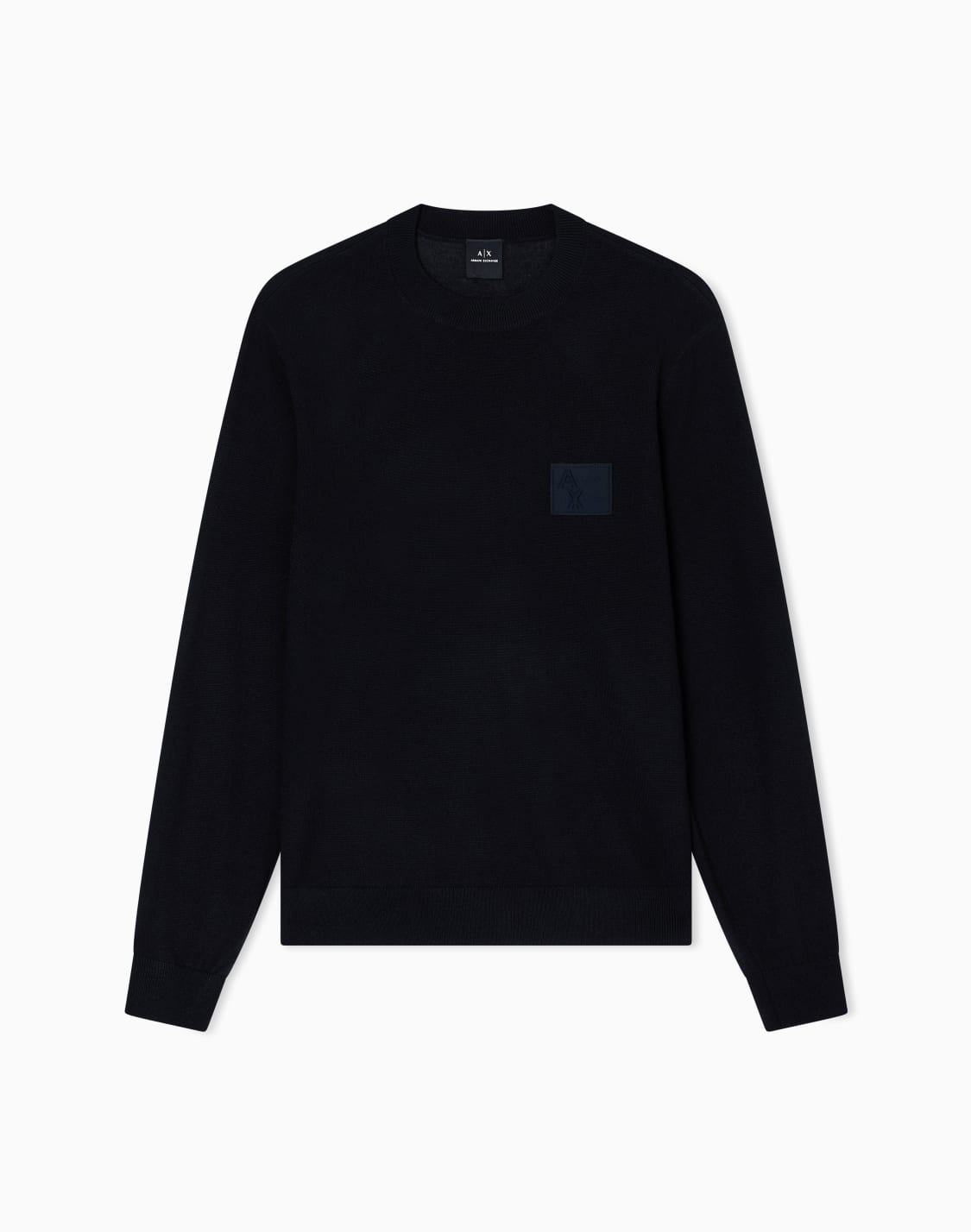 エンボスロゴパッチ-ニットプルオバ-ブラック--armani-exchange