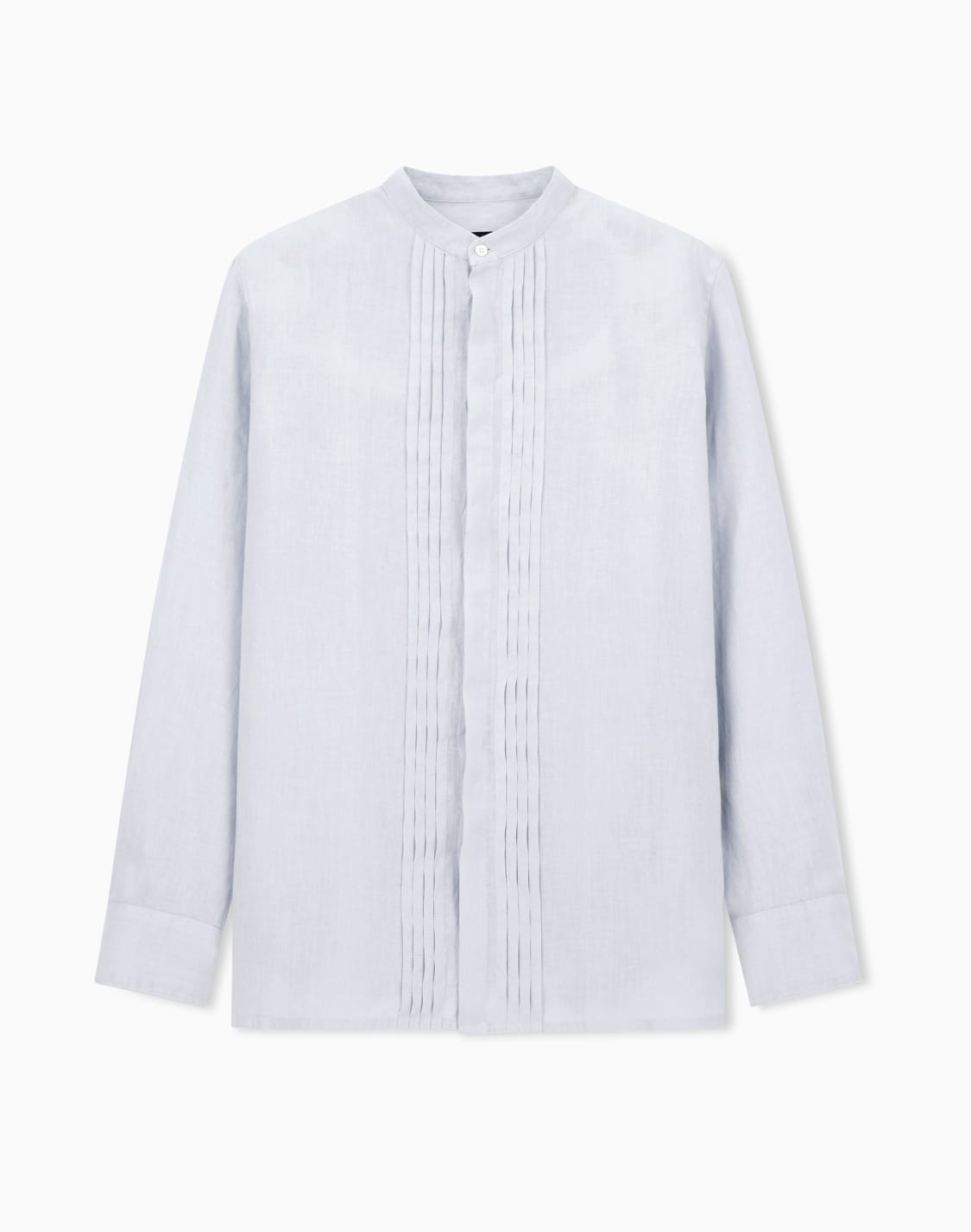 グルカラシャツ-リネン-ガメントダイ-タックディテル-グレ--emporio-armani