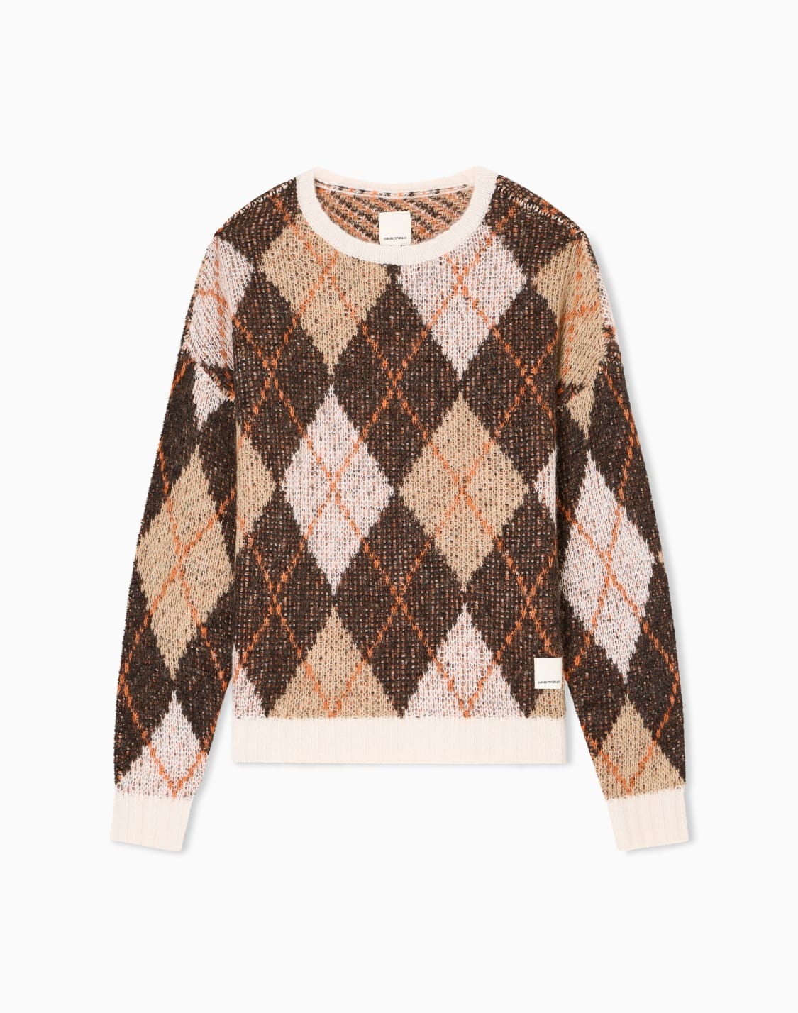 asv-new-york-capsule-collection-oversized-jumper-in-a-jacquard-wool-blend-with-an-argyle-motif-brown--emporio-armani