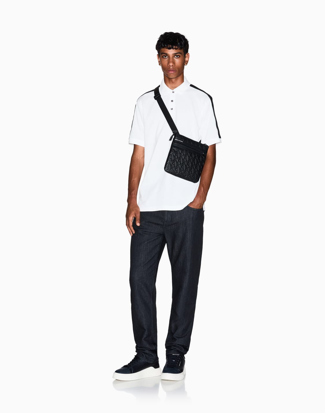 ロゴテプ-半袖ポロシャツ-ホワイト--armani-exchange