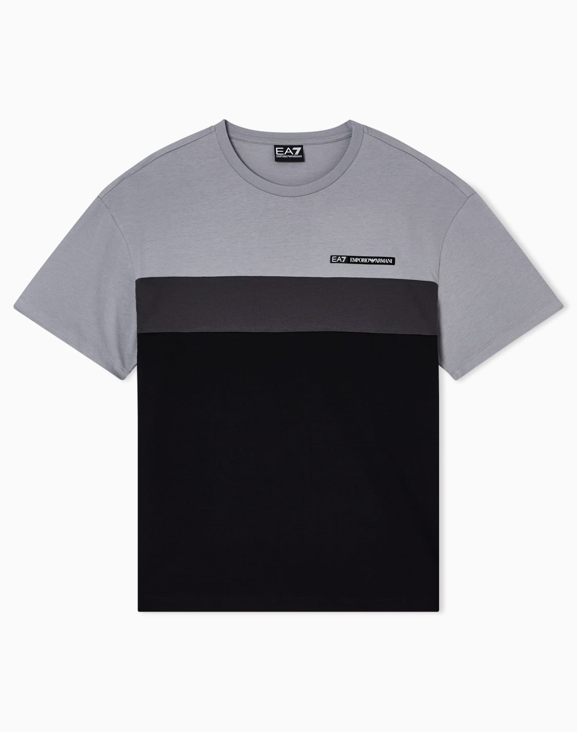 athletic-colour-block-クルネックtシャツ-コットン混紡-グレ--ea7