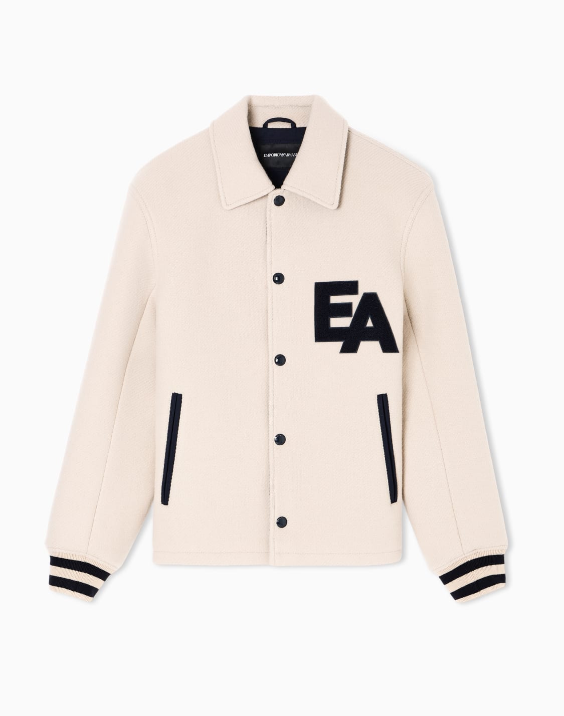 ブルゾン-ウルクロス-スナップボタンオバサイズeaパッチ-ベジュ--emporio-armani