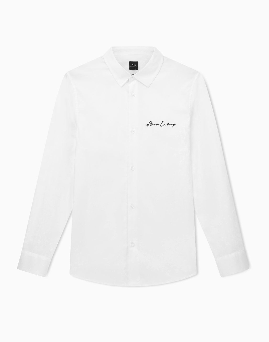 シグネチャロゴ-ストレッチコットンサテンシャツ-ホワイト--armani-exchange