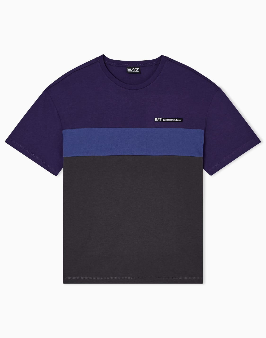 t-shirt-ras-du-cou-athletic-colour-block-en-mlange-de-coton-gris--ea7