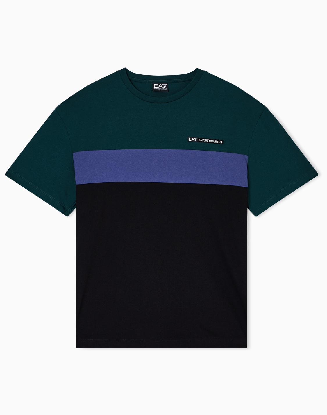 athletic-colour-block-cotton-blend-crew-neck-t-shirt-green--ea7