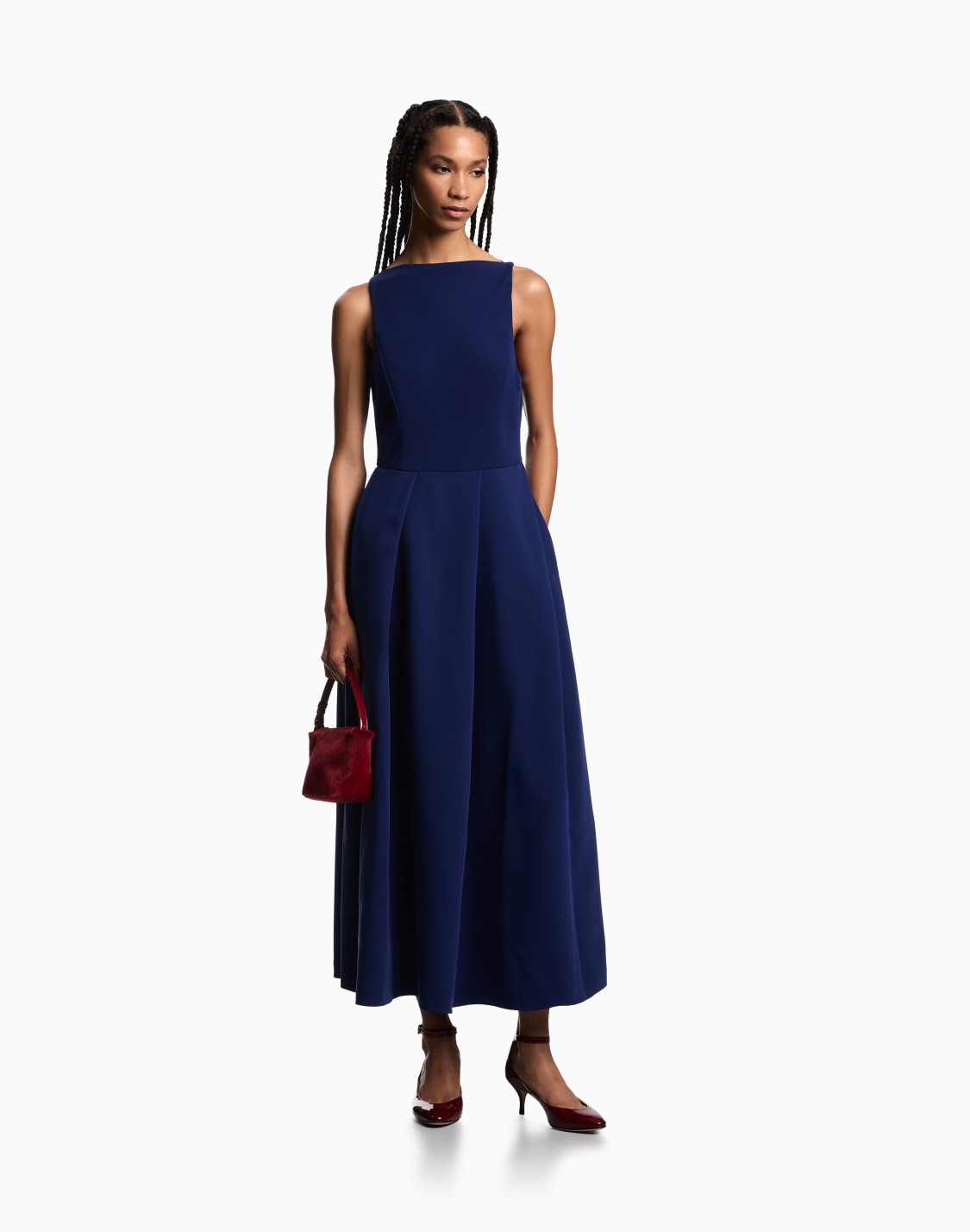 technical-cady-sleeveless-dress-with-pleats-blue--emporio-armani