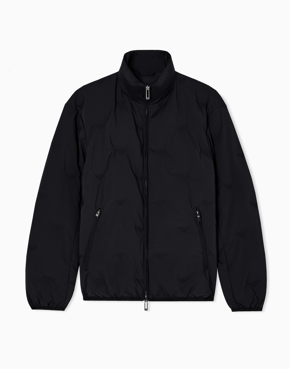フルジップ-ダウンジャケット-ナイロン-オルオバインタシャ-マイクロイグル-ブラック--emporio-armani