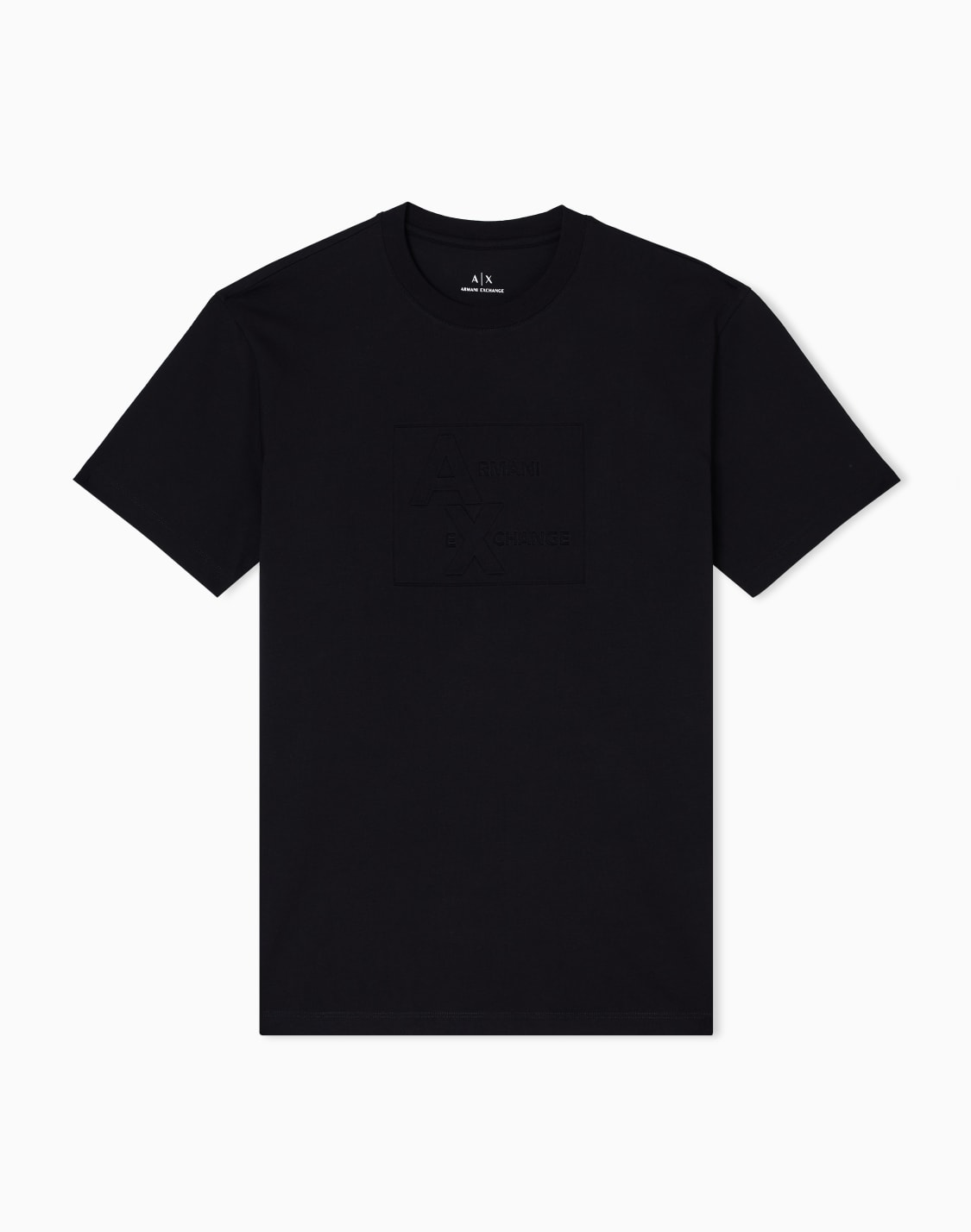 エンボススクエアロゴ-半袖クルネックtシャツ-ブラック--armani-exchange