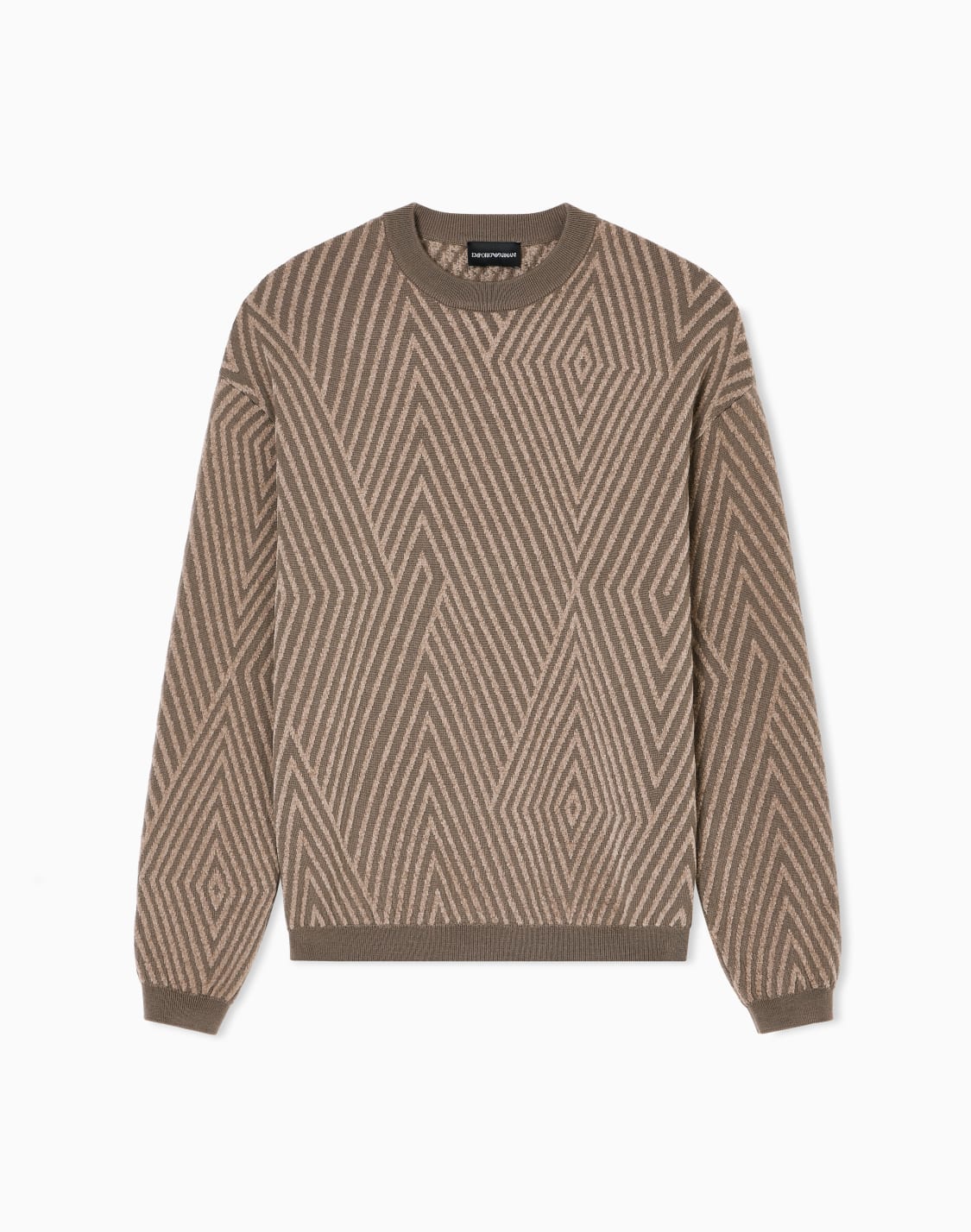 セタ-バジンウル混紡-オバサイズダイヤ-オプアトジャカド-ブラウン--emporio-armani