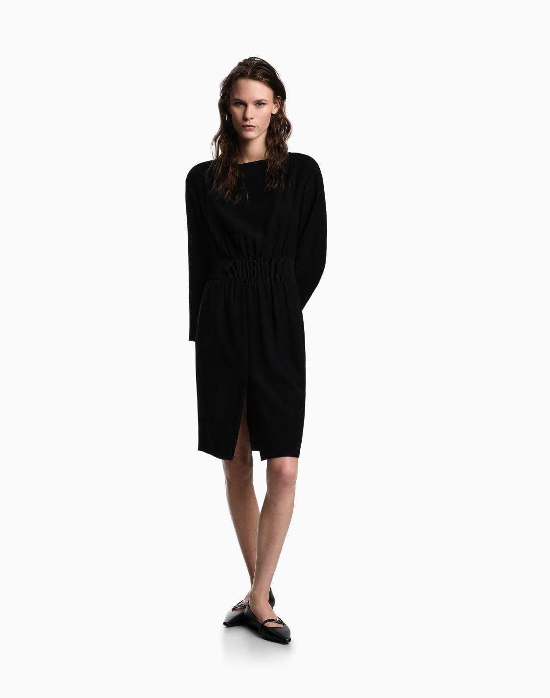 technical-cady-dress-with-elasticated-waist-black--emporio-armani