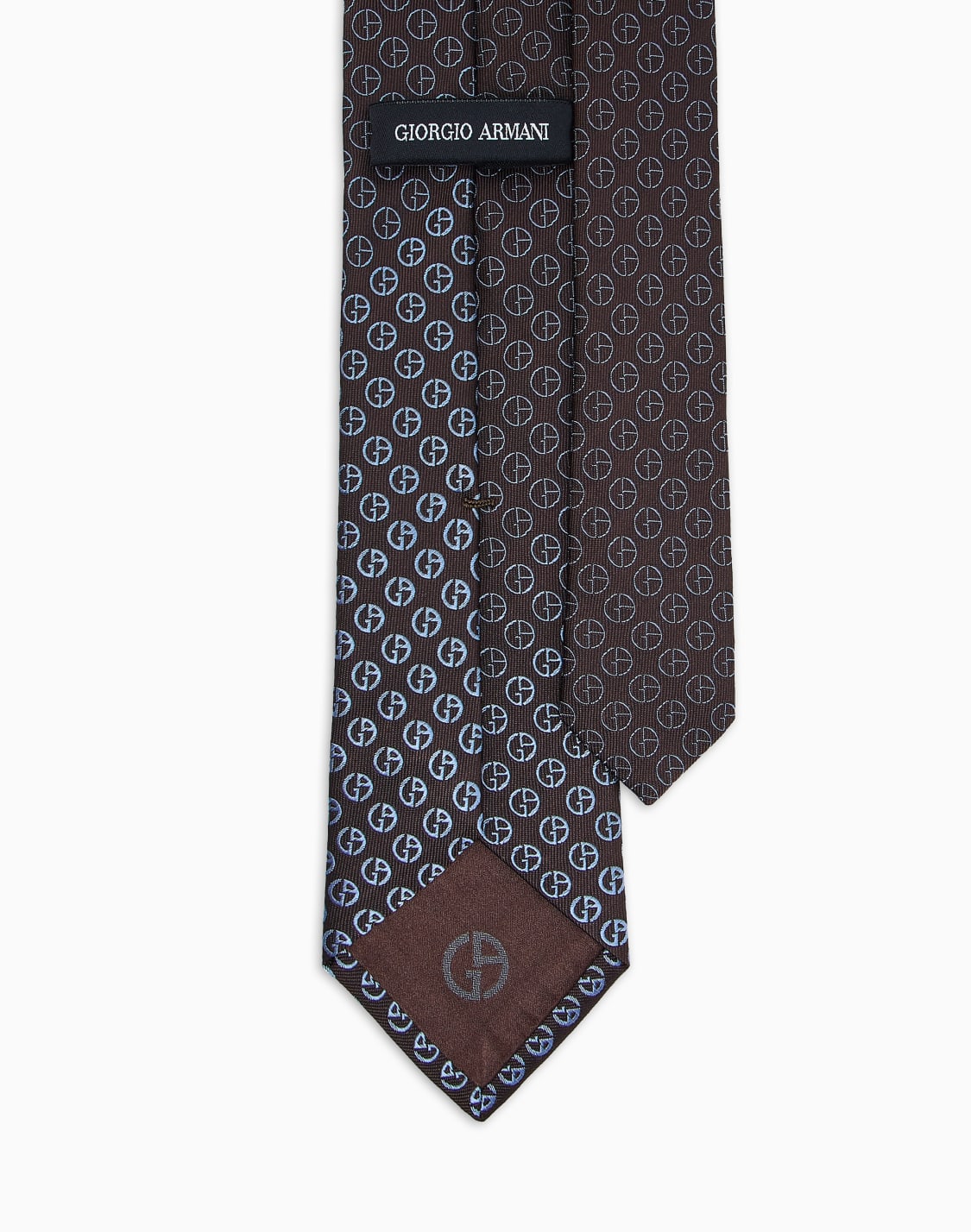 シルクネクタイ-ジャカド-グラデションモノグラム-ブラウン--giorgio-armani
