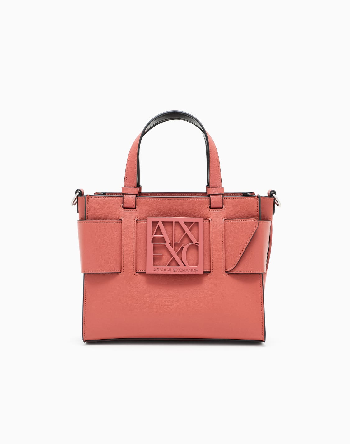boxロゴバックル-ミニハンドバッグ-ピンク--armani-exchange