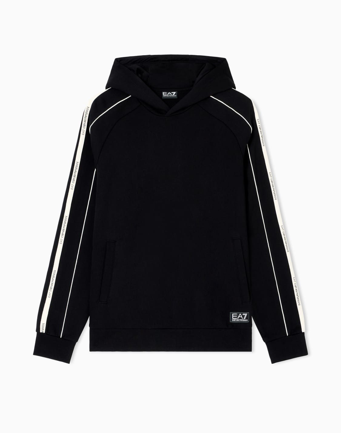 sweat-shirt-capuche-logo-series-en-mlange-de-coton-noir--ea7