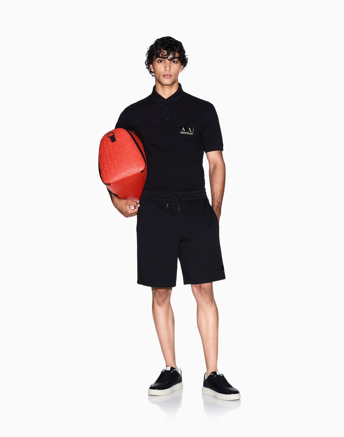 ゴルドロゴ-スウェットハフパンツ-ブラック--armani-exchange