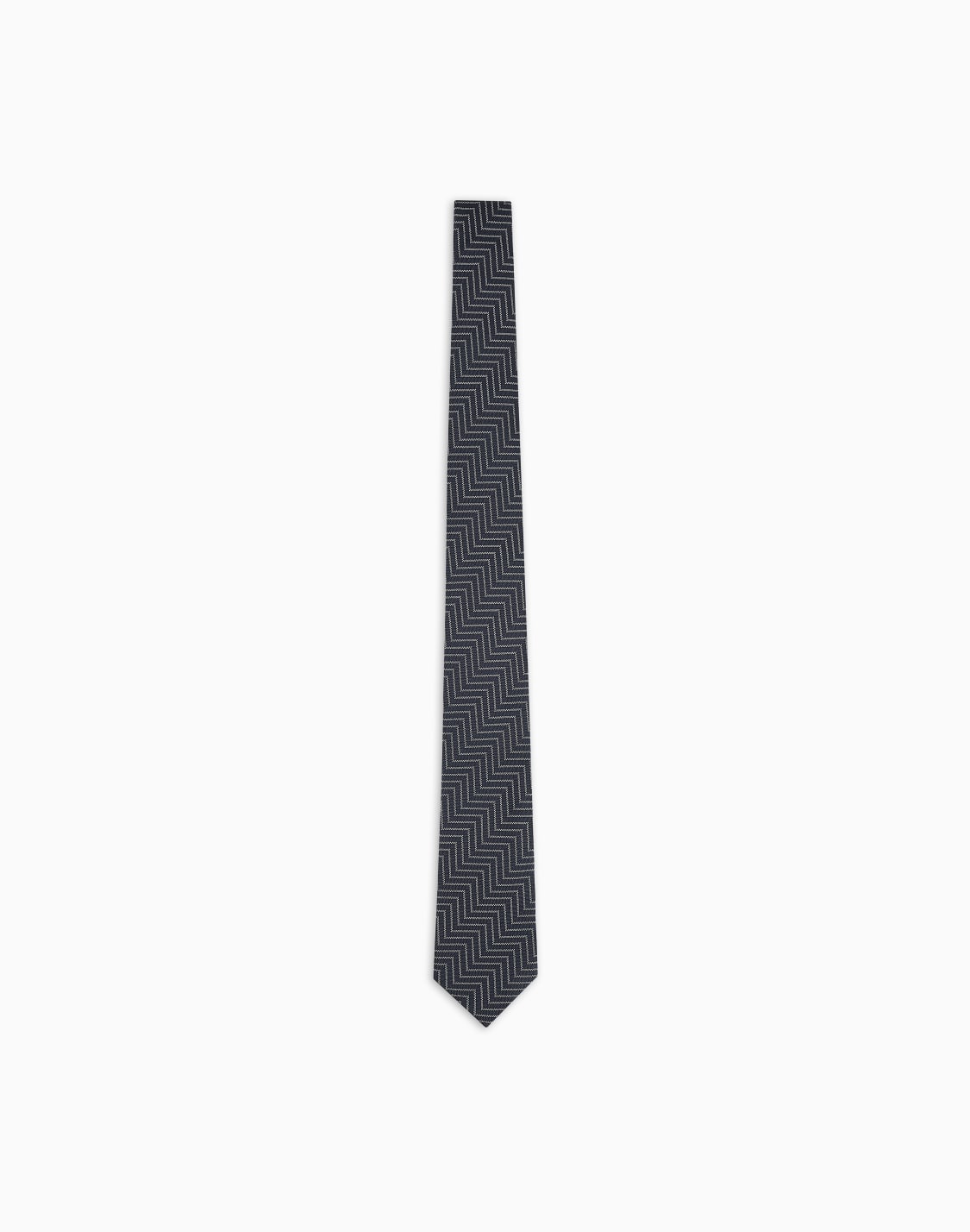 シルクネクタイ-ジャカドシェブロンモチフ-ブラック--giorgio-armani