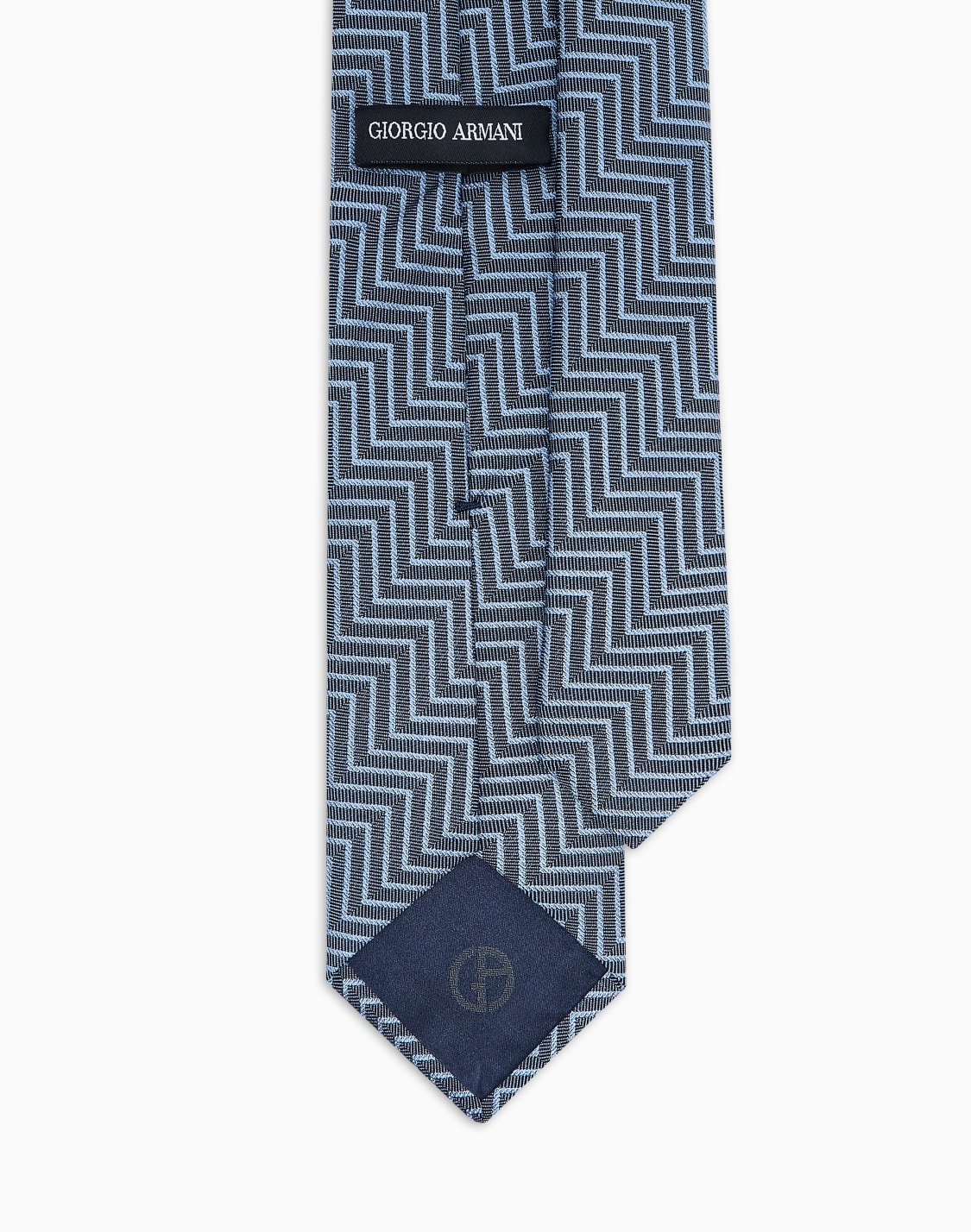 シルクネクタイ-ジャカドシェブロンモチフ-ライトブル--giorgio-armani