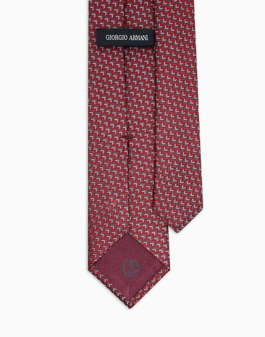 シルクネクタイ-ジャカド幾何学モチフ-レッド--giorgio-armani