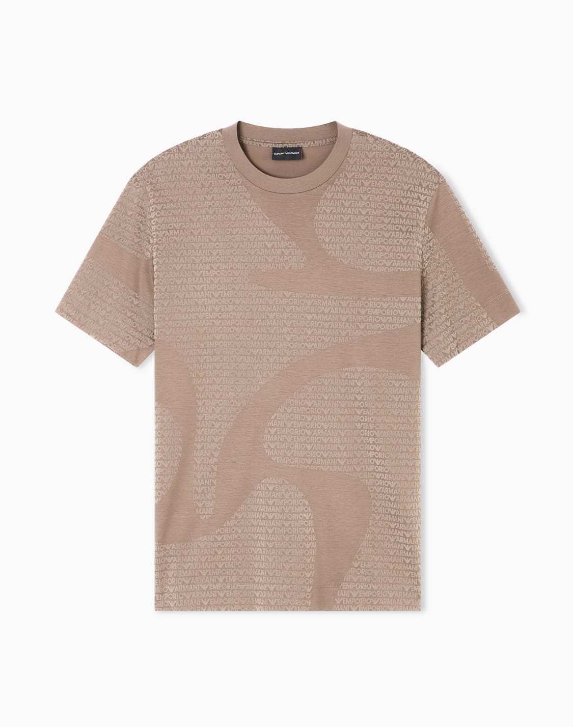 asv-tシャツ-リヨセル混紡ジャジ-オルオバフロックロゴ-ブラウン--emporio-armani